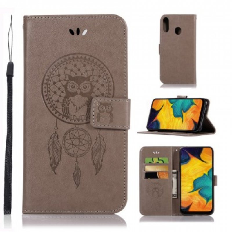 Läderfodral Samsung Galaxy A40 Lädereffekt Dream Catcher Owl