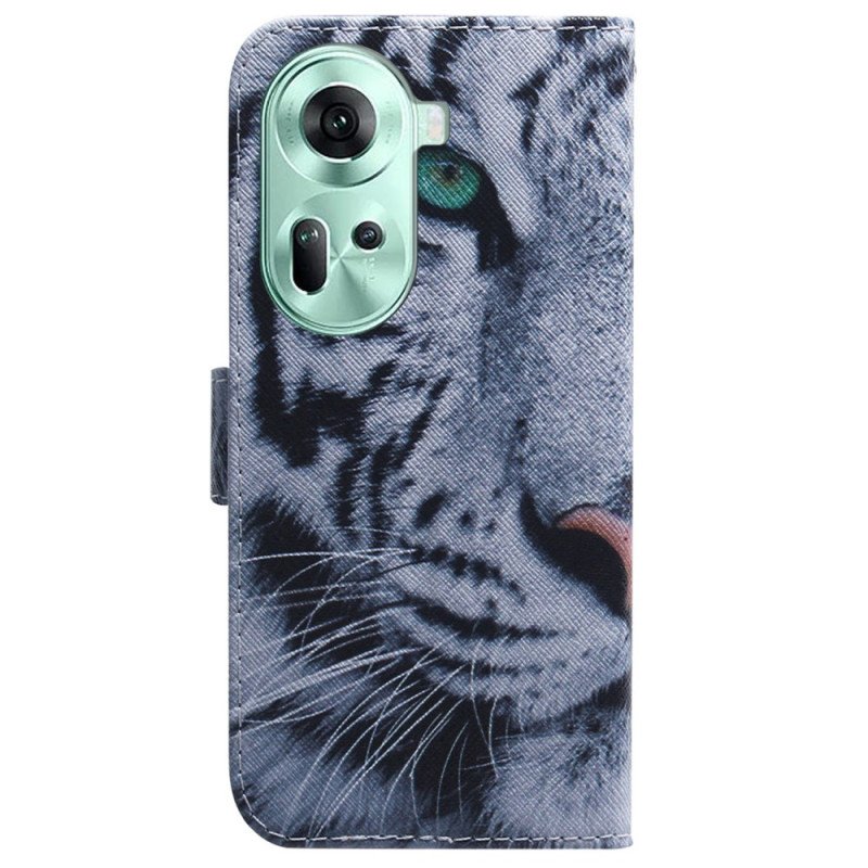 Läderfodral Oppo Reno 11 5g Telefonfodral White Tiger