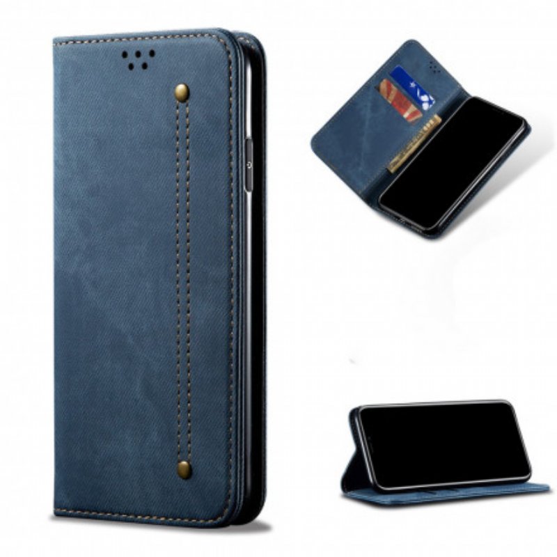 Folio-fodral Xiaomi Redmi Note 9T Läderfodral Denim Tyg