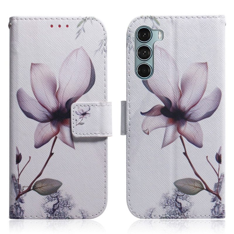 Fodral Moto G200 5G Blomma Dusty Pink