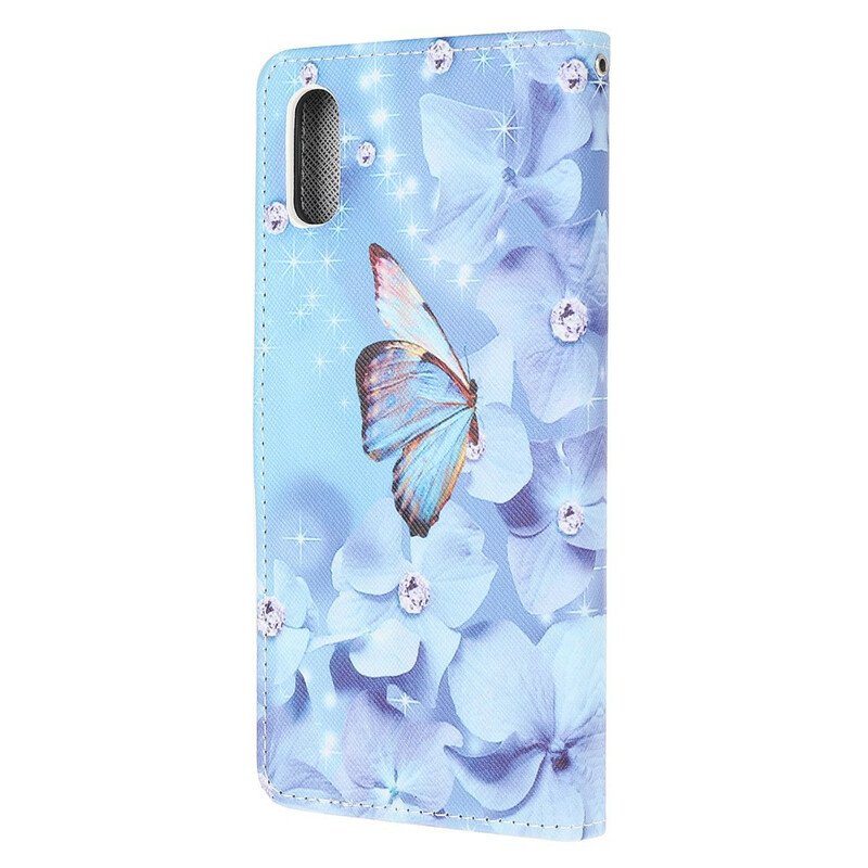 Fodral Xiaomi Redmi 9A Med Kedjar Strappy Diamond Butterflies