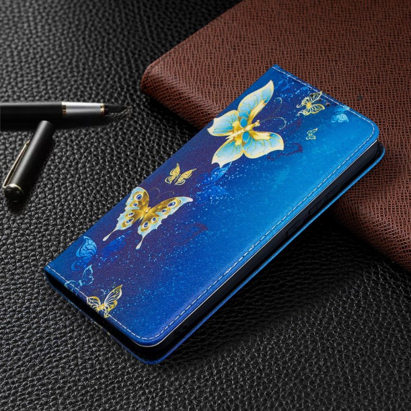 Folio-fodral Xiaomi Redmi 9A Läderfodral Blå Fjärilar