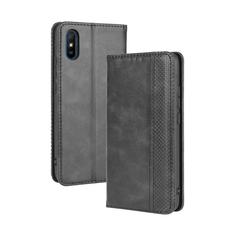 Folio-fodral Xiaomi Redmi 9A Läderfodral Stiliserad Vintage Lädereffekt