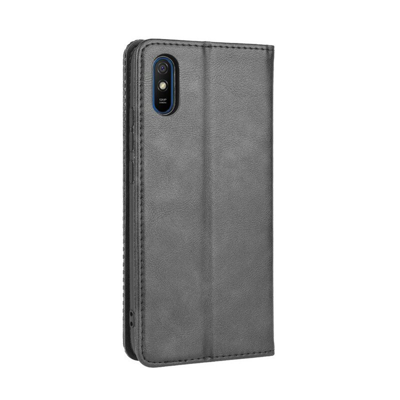 Folio-fodral Xiaomi Redmi 9A Läderfodral Stiliserad Vintage Lädereffekt