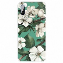 Mobilskal Xiaomi Redmi 9A Målade Vita Blommor