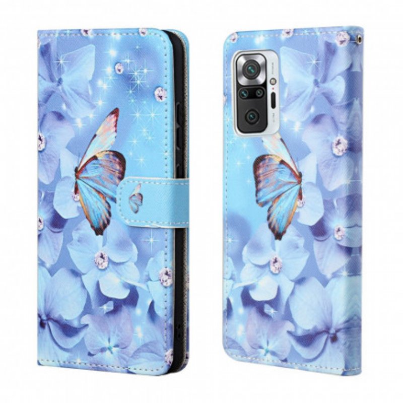 Fodral Xiaomi Redmi Note 10 Pro Med Kedjar Strappy Diamond Butterflies