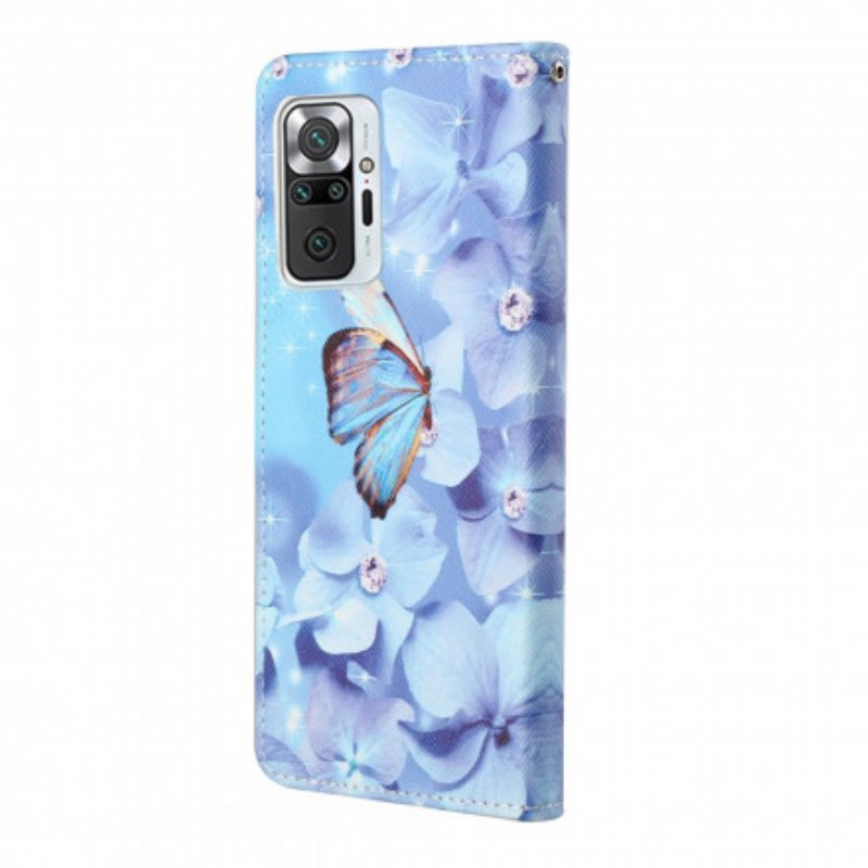 Fodral Xiaomi Redmi Note 10 Pro Med Kedjar Strappy Diamond Butterflies