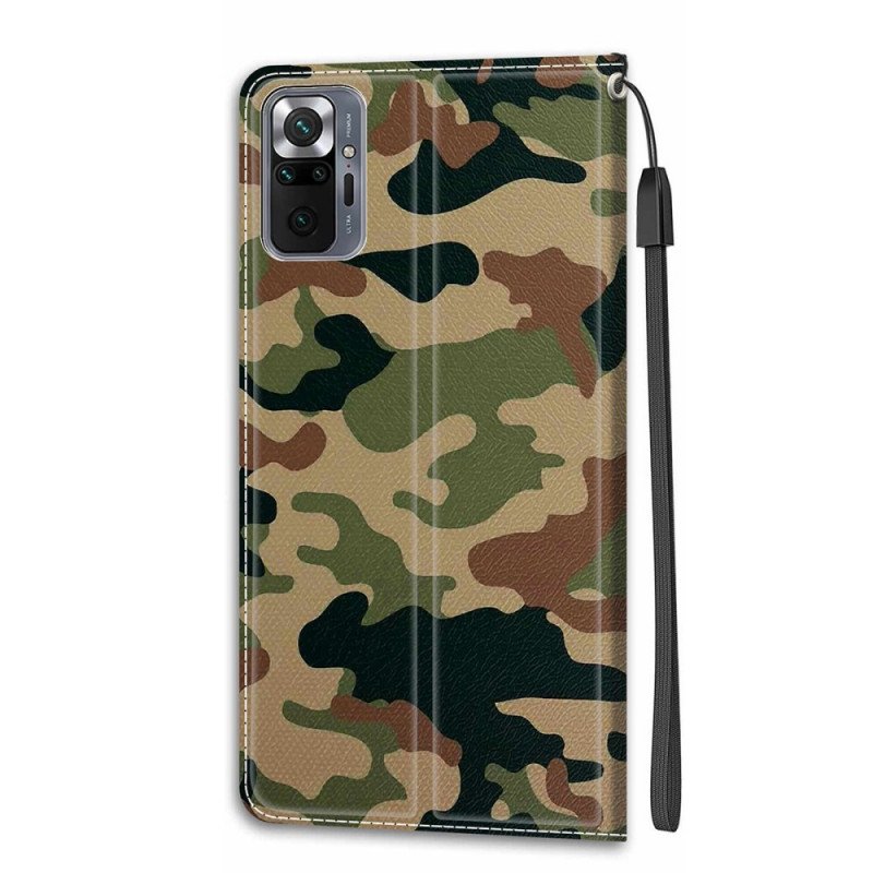 Fodral Xiaomi Redmi Note 10 Pro Med Kedjar Strappy Militär Kamouflage