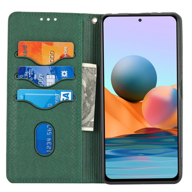 Fodral Xiaomi Redmi Note 10 Pro Med Kedjar Strappy Vävd Läderstil