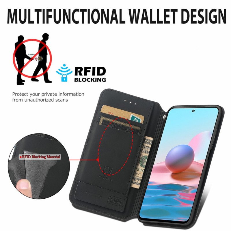 Folio-fodral Xiaomi Redmi Note 10 Pro Läderfodral Caseneo Rfid-design