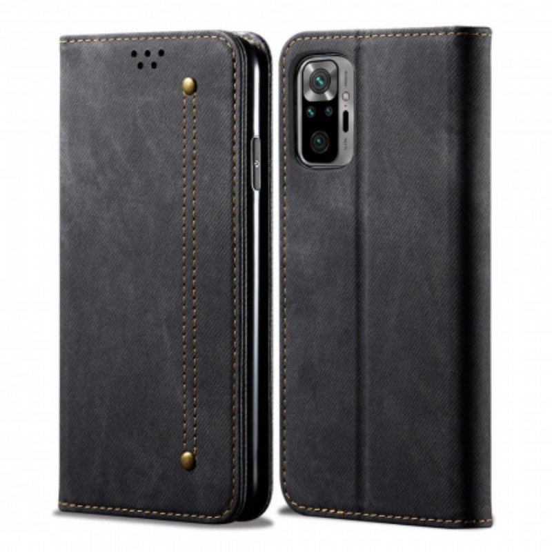 Folio-fodral Xiaomi Redmi Note 10 Pro Läderfodral Denim Tyg