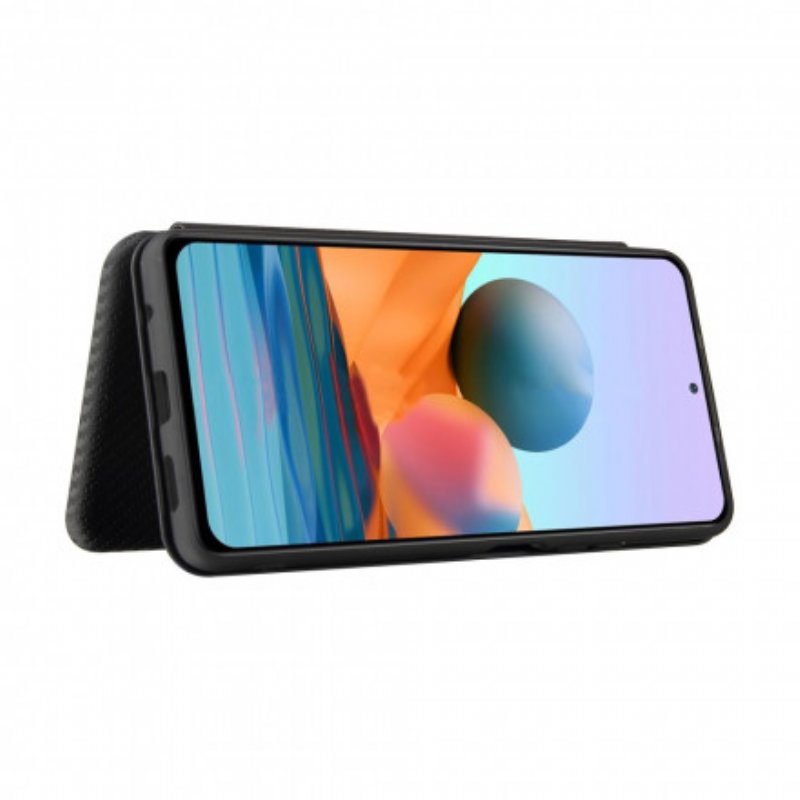 Folio-fodral Xiaomi Redmi Note 10 Pro Läderfodral Kolfiber Med Stödring