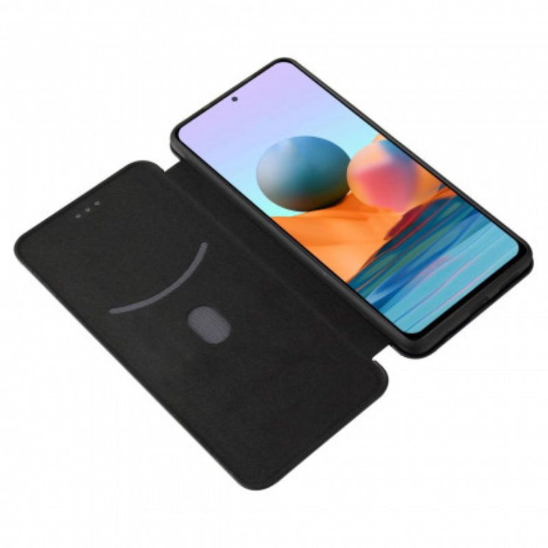 Folio-fodral Xiaomi Redmi Note 10 Pro Läderfodral Kolfiber Med Stödring