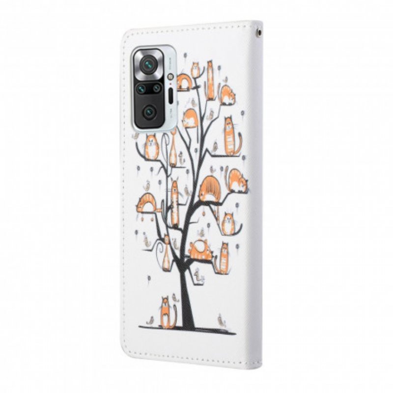 Folio-fodral Xiaomi Redmi Note 10 Pro Med Kedjar Funky Cats Med Rem