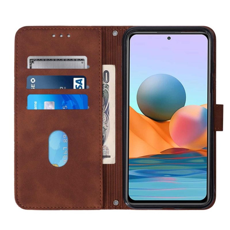 Folio-fodral Xiaomi Redmi Note 10 Pro Med Kedjar Strappy Geometrisk Läderstil