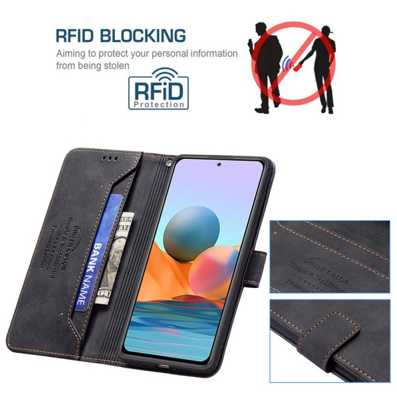 Folio-fodral Xiaomi Redmi Note 10 Pro Rfid Binfen Färg