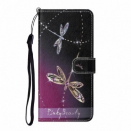 Läderfodral Xiaomi Redmi Note 10 Pro Med Kedjar Strappy Dragonflies