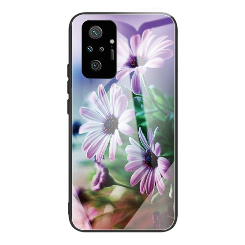 Mobilskal Xiaomi Redmi Note 10 Pro Realistiska Blommor I Härdat Glas