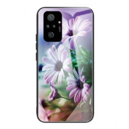 Mobilskal Xiaomi Redmi Note 10 Pro Realistiska Blommor I Härdat Glas