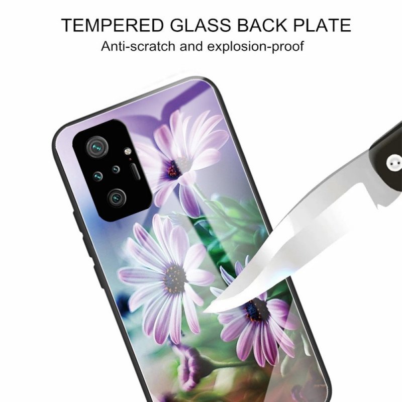 Mobilskal Xiaomi Redmi Note 10 Pro Realistiska Blommor I Härdat Glas