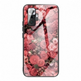 Skal Xiaomi Redmi Note 10 Pro Rosa Blommor Härdat Glas