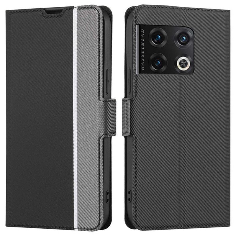 Folio-fodral OnePlus 10 Pro 5G Läderfodral Två Tonig