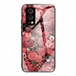 Skal OnePlus Nord 2 5G Rosa Blommor Härdat Glas