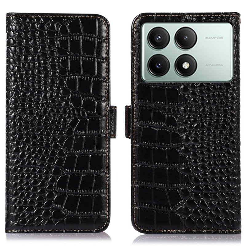 Läderskal Fodral Poco X6 Pro 5g Crocodile Texture Wallet Med Rfid-blockering