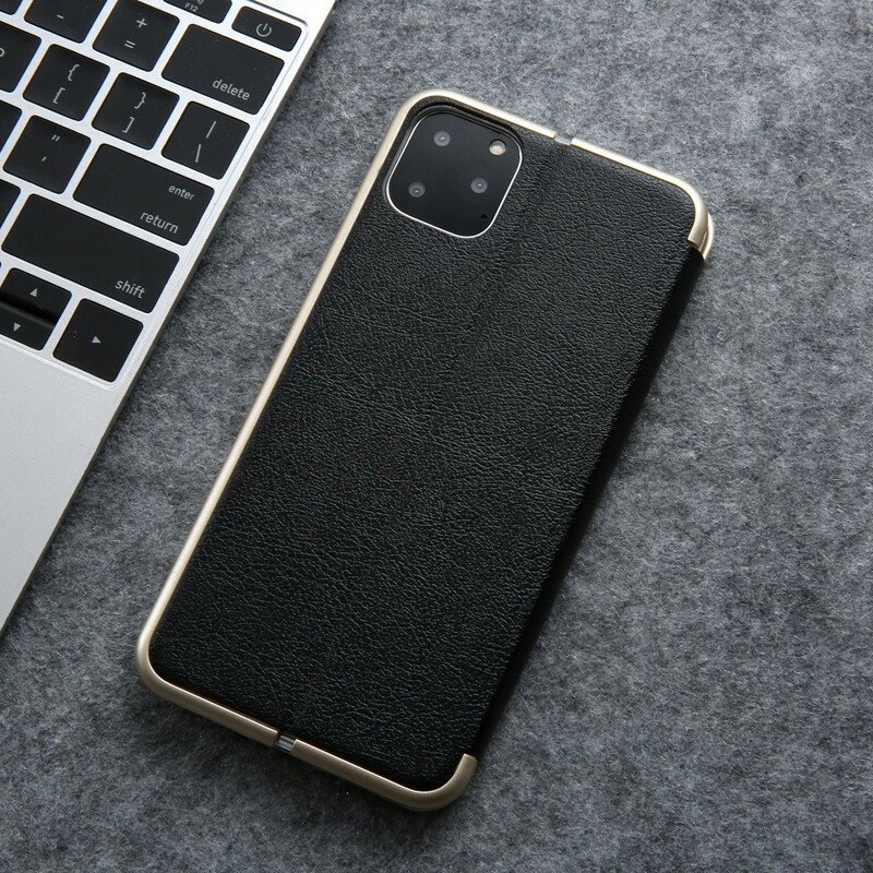 Folio-fodral iPhone 11 Pro Läderfodral Läderimitation Cmai2 Metalliska Kanter