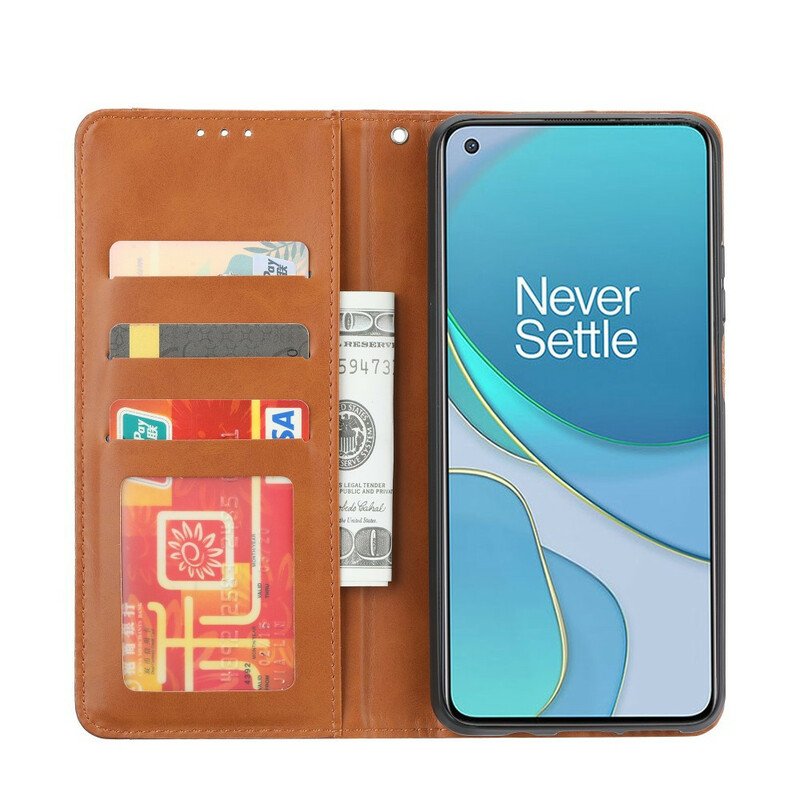 Folio-fodral OnePlus 8T Läderfodral Korthållare I Konstläder