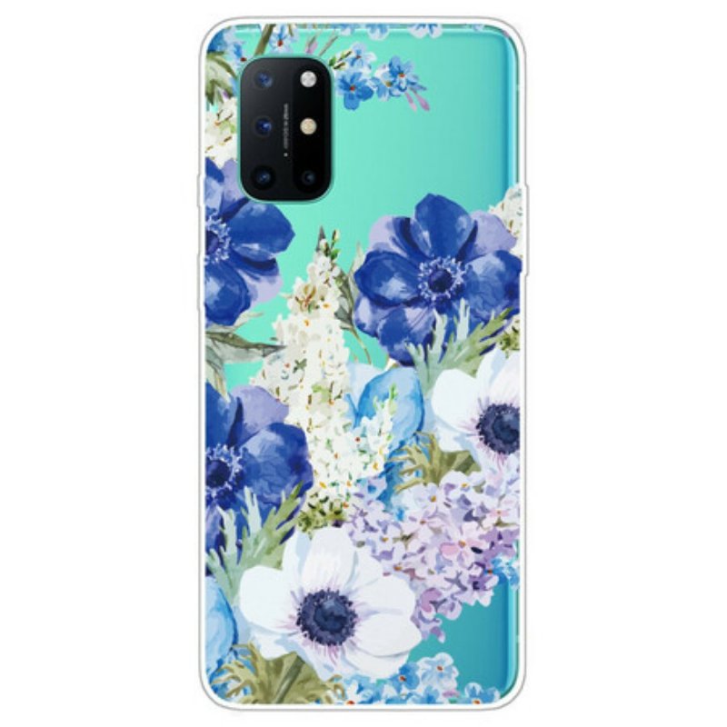 Mobilskal OnePlus 8T Sömlös Akvarell Blå Blommor