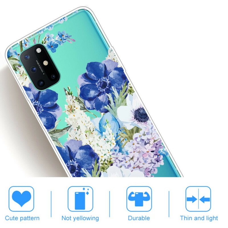 Mobilskal OnePlus 8T Sömlös Akvarell Blå Blommor