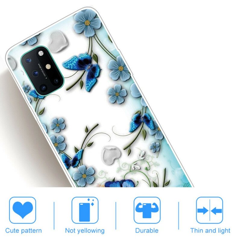 Skal OnePlus 8T Sömlös Retro Fjärilar Och Blommor