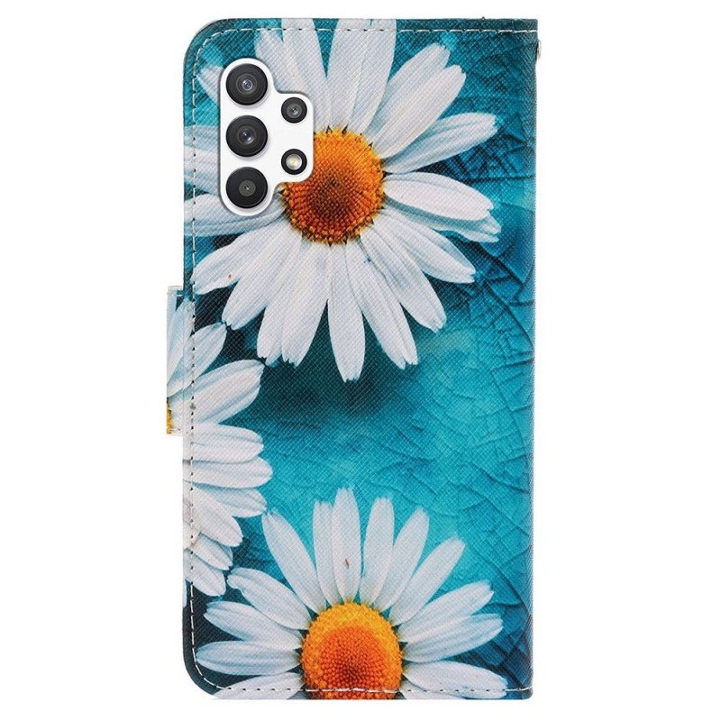 Läderfodral Samsung Galaxy A13 Med Kedjar Thong Daisies