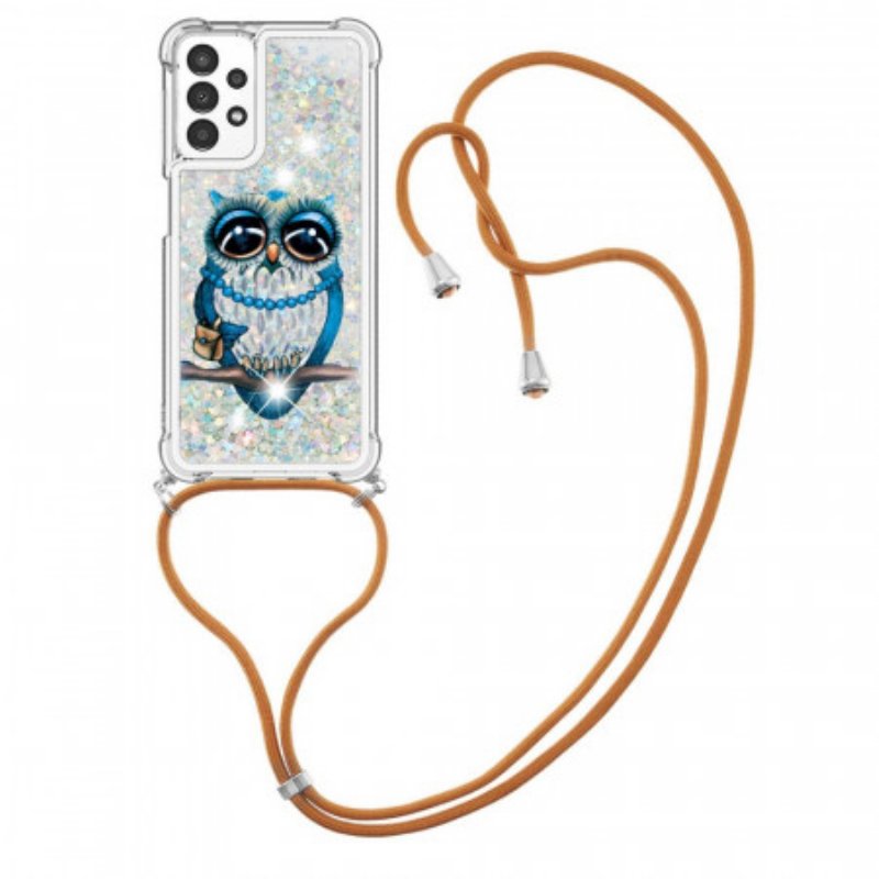 Mobilskal Samsung Galaxy A13 Med Snodd Paljett Dragsko Miss Owl