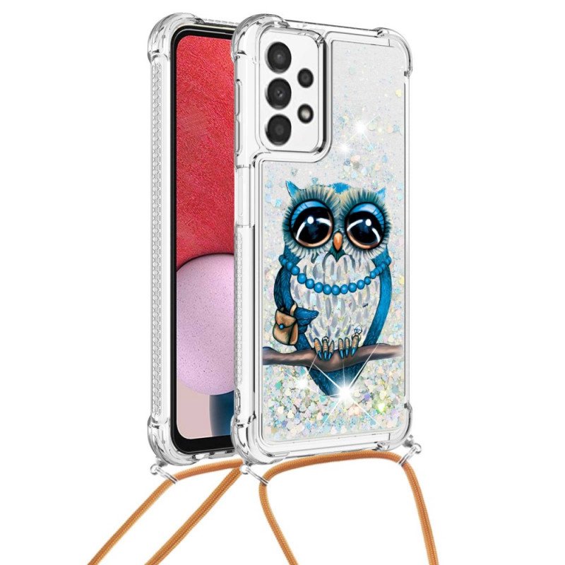 Mobilskal Samsung Galaxy A13 Med Snodd Paljett Dragsko Miss Owl