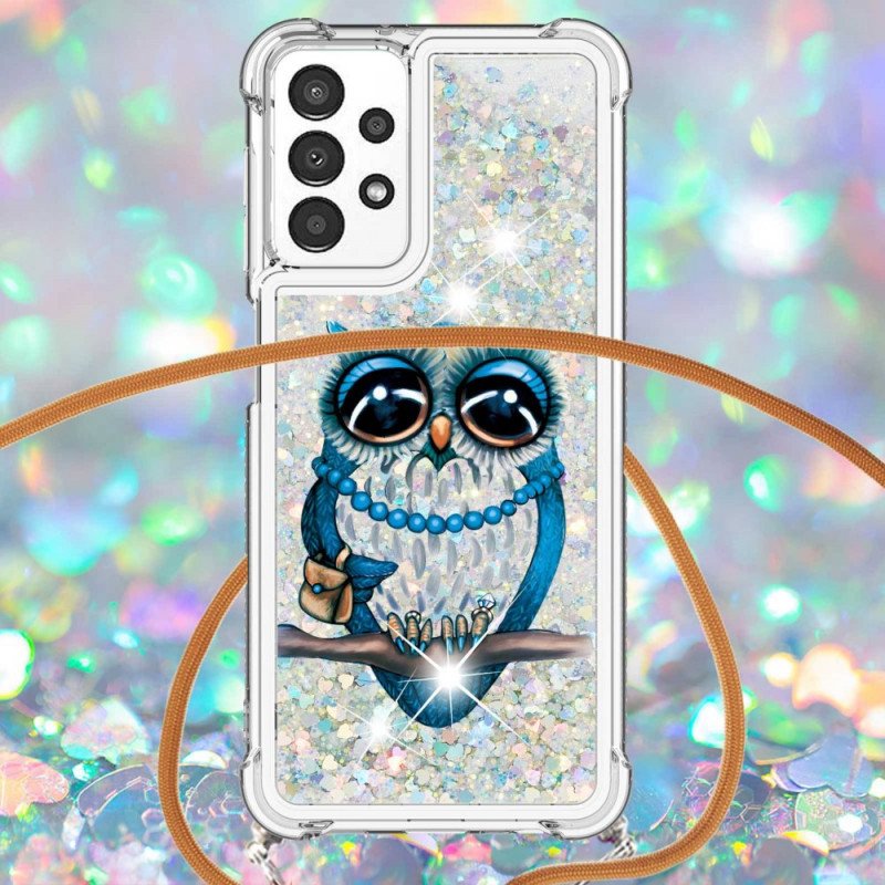 Mobilskal Samsung Galaxy A13 Med Snodd Paljett Dragsko Miss Owl