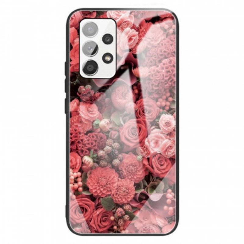 Skal Samsung Galaxy A13 Rosa Blommor Härdat Glas