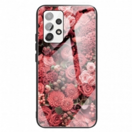 Skal Samsung Galaxy A13 Rosa Blommor Härdat Glas