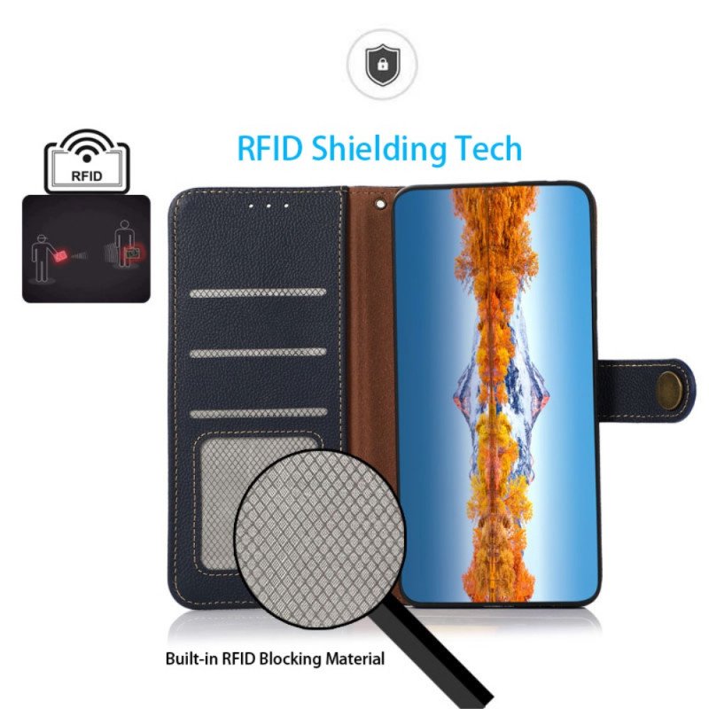 Fodral Realme 8i Khazneh Rfid Äkta Läder