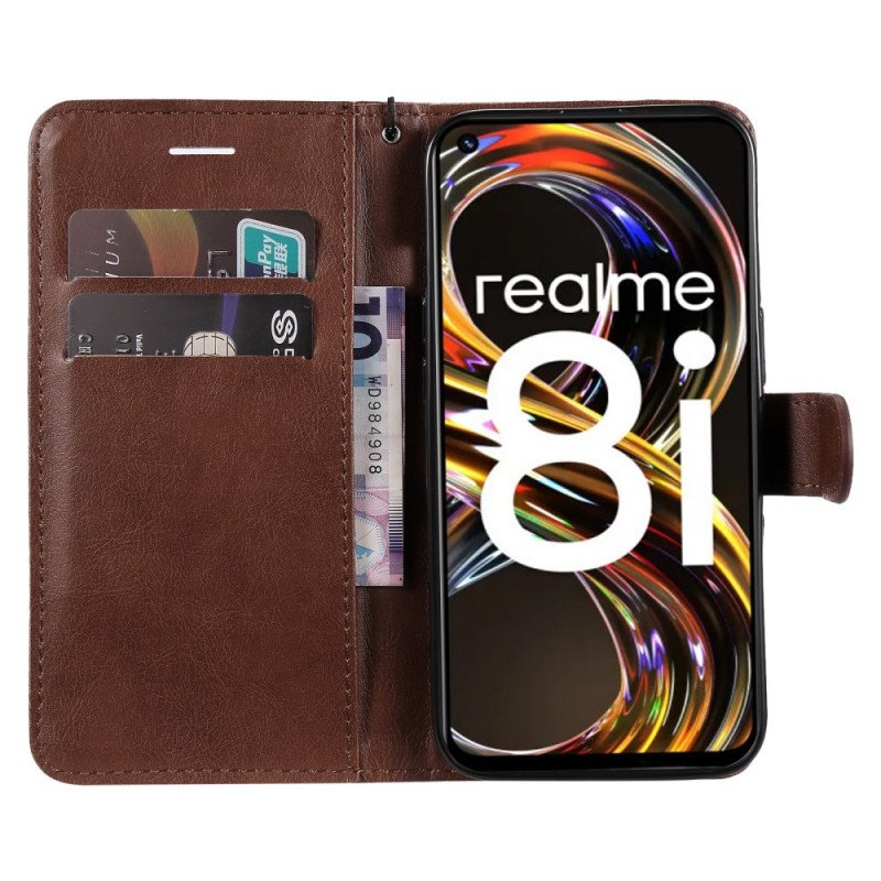 Fodral Realme 8i Med Kedjar Strappy Lädereffekt