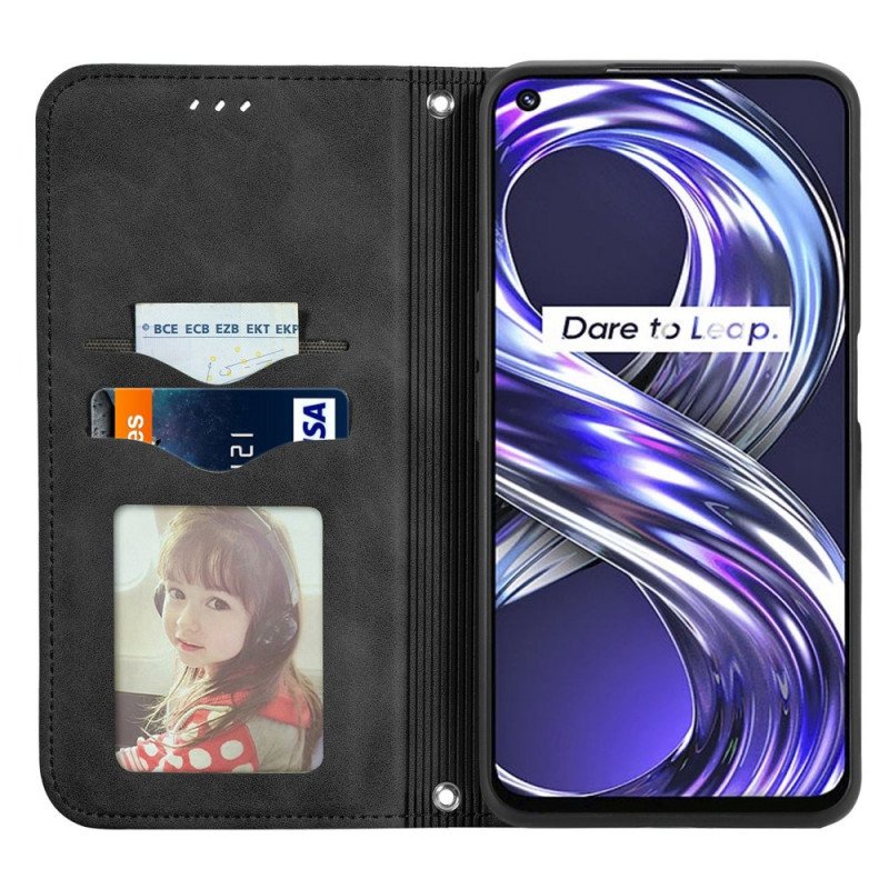 Folio-fodral Realme 8i Läderfodral Skin-touch Design