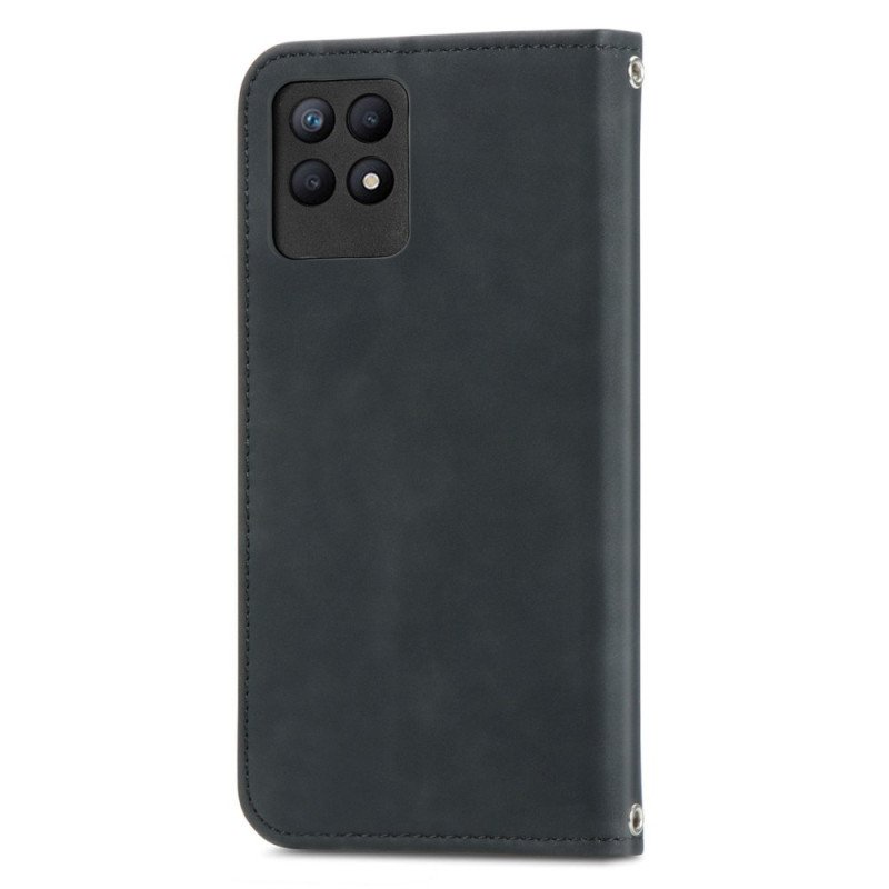 Folio-fodral Realme 8i Läderfodral Skin-touch Design