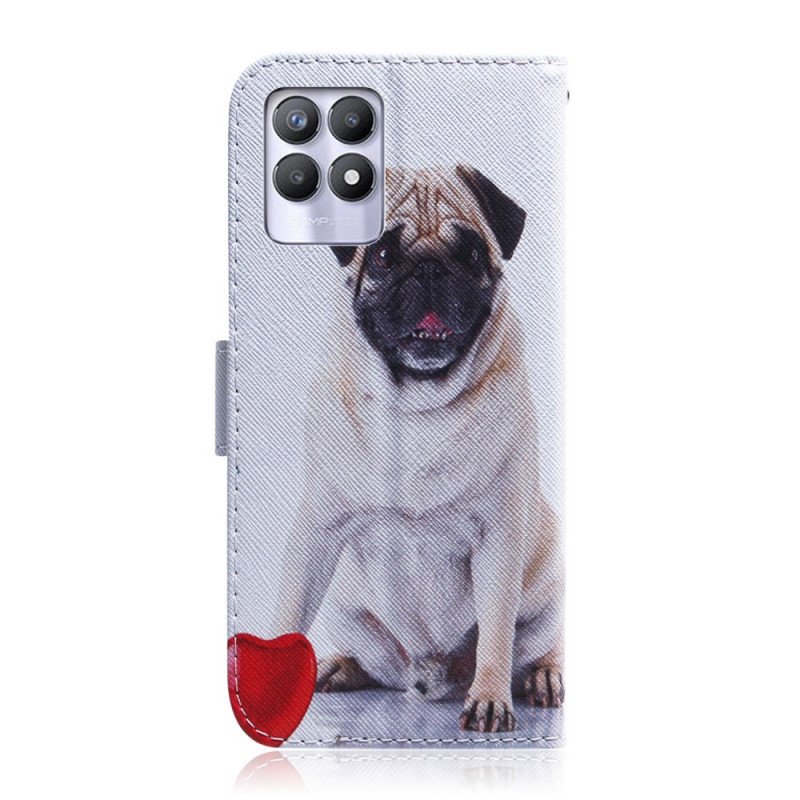 Läderfodral Realme 8i Mops Hund