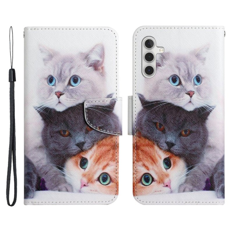 Fodral Samsung Galaxy A34 5G Med Kedjar Strappy Cat Family