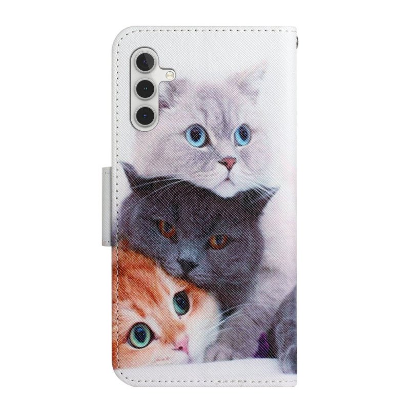 Fodral Samsung Galaxy A34 5G Med Kedjar Strappy Cat Family