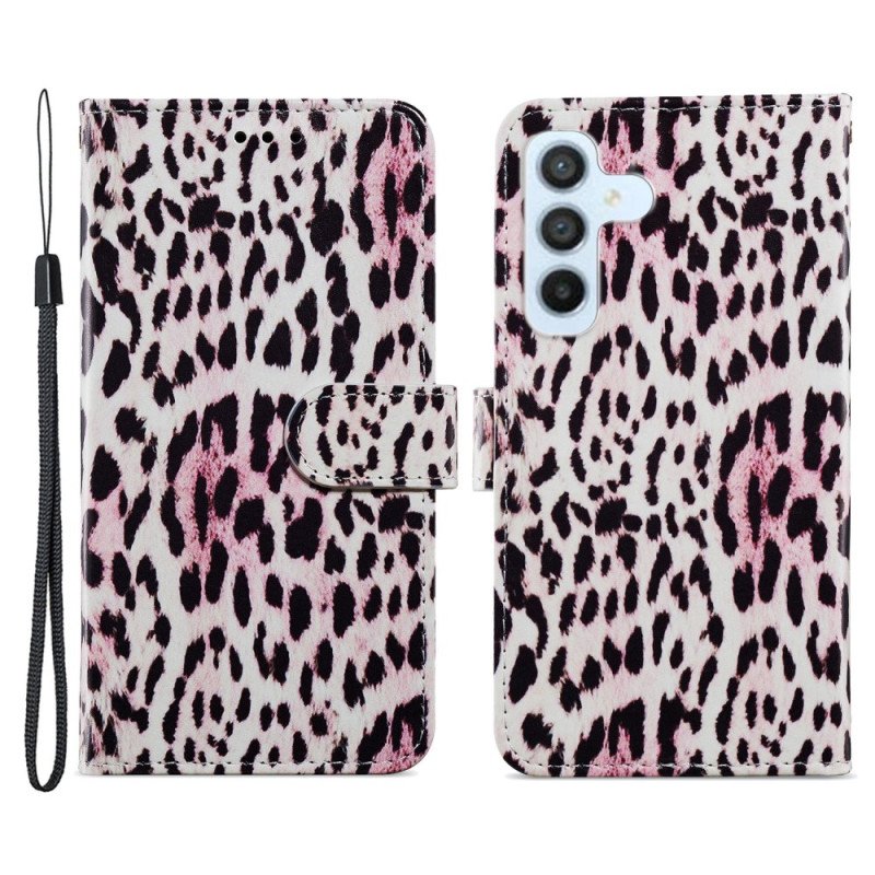 Fodral Samsung Galaxy A34 5G Med Kedjar Strappy Leopardtryck