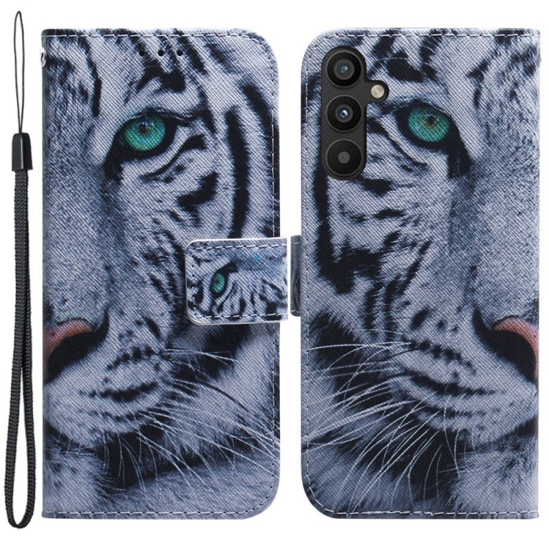 Fodral Samsung Galaxy A34 5G Med Kedjar Strappy White Tiger