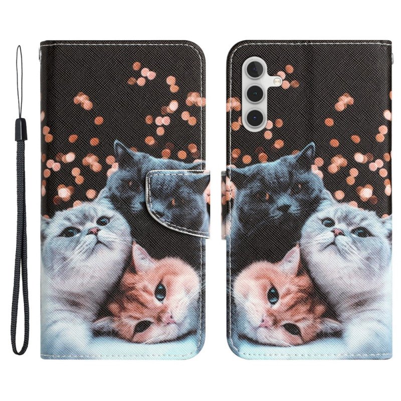 Folio-fodral Samsung Galaxy A34 5G Med Kedjar Endast Thong Cats