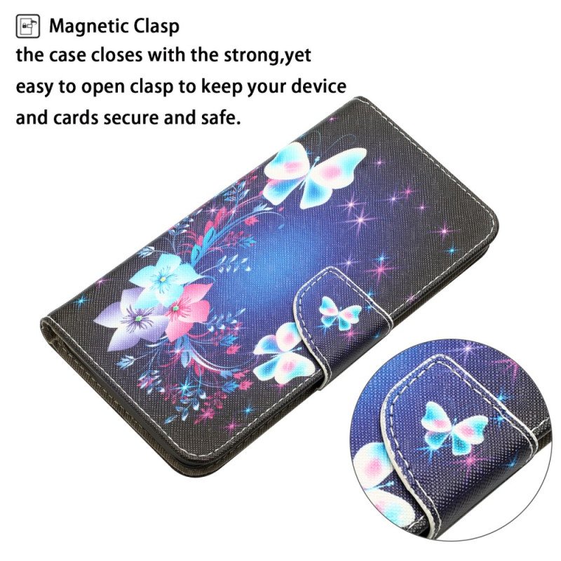 Folio-fodral Samsung Galaxy A34 5G Med Kedjar Fairy Butterflies With Lanyard